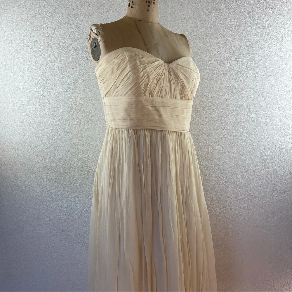 JCrew l 12 Silk Chiffon Pleated Strapless Sweetheart Wedding Bridal Formal Dress